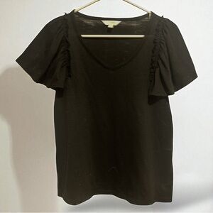 LC Lauren Conrad Black Ruffle Sleeve Top